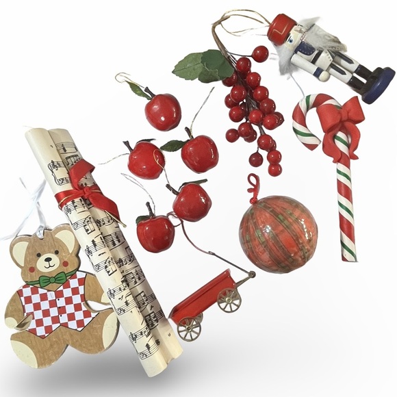 Other - Vintage Red Themed Christmas Ornament Lot